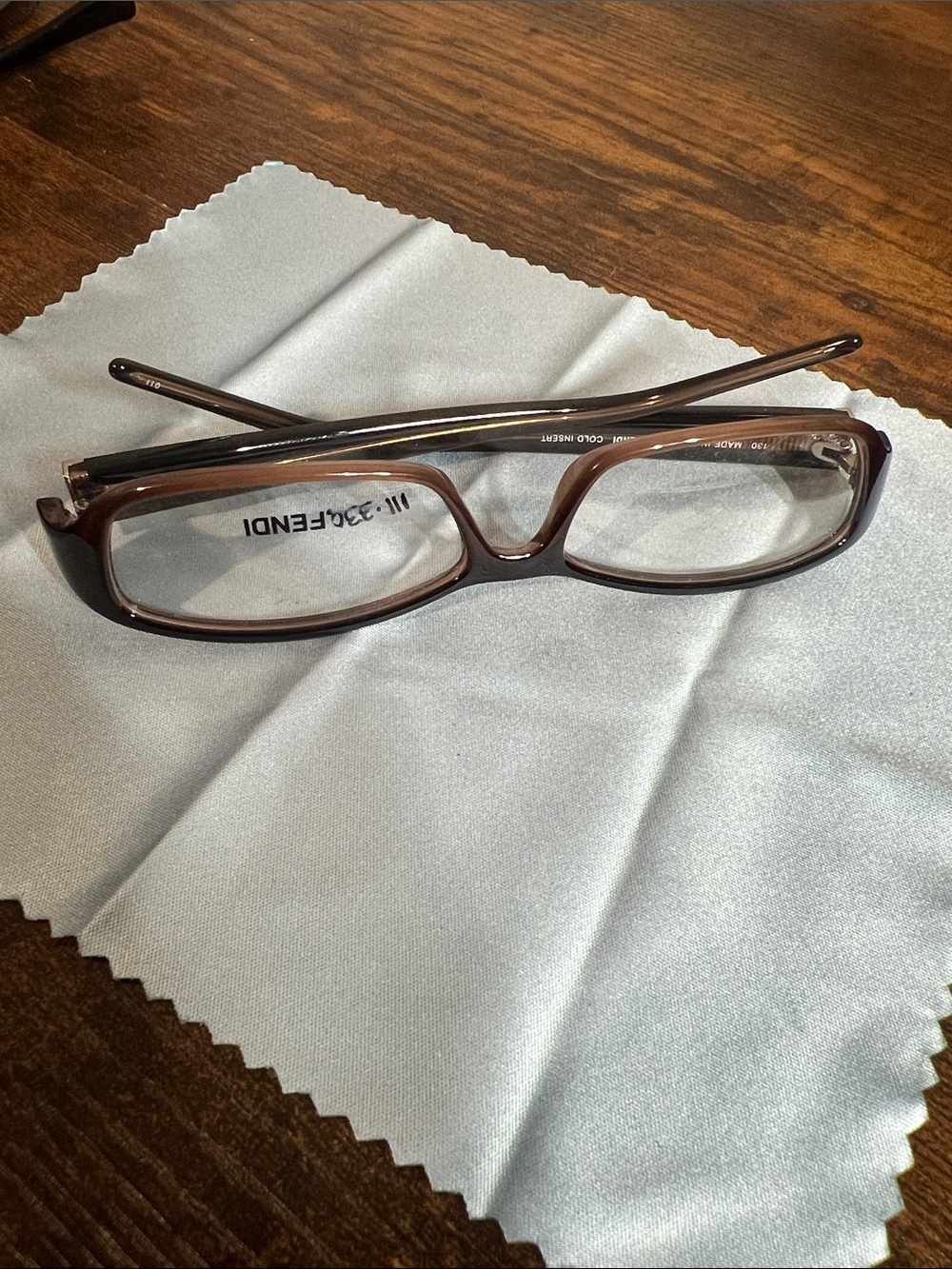 Fendi Brown Monogram FF Pattern Rectangular Eyeglasses - Picture 2 of 9